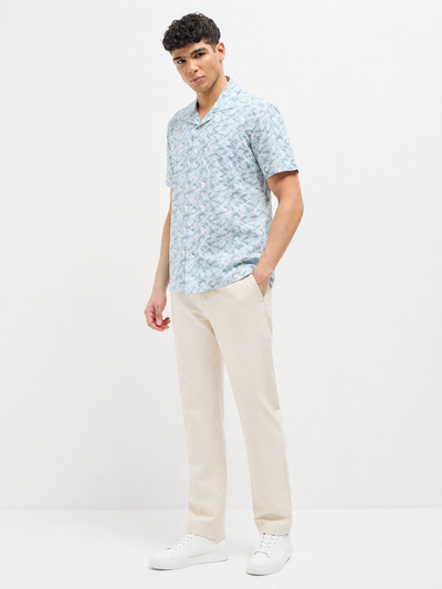 Sky Blue Geometric Printed Casual Shirt