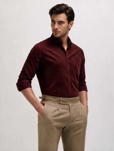 Vintage Wine Plain Casual Shirt