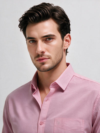 Light Pink Plain Casual Shirt
