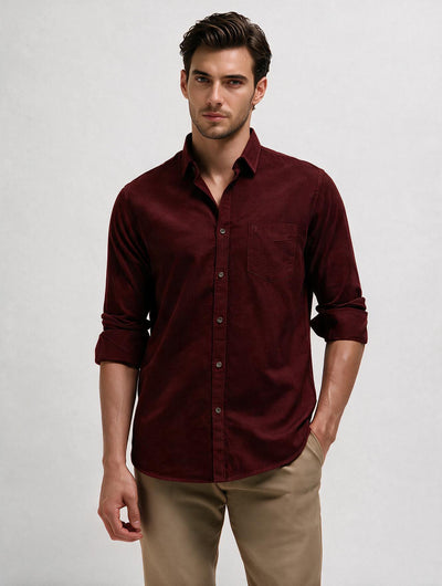 Vintage Wine Plain Casual Shirt