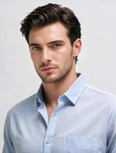 Sky Blue Plain Casual Shirt
