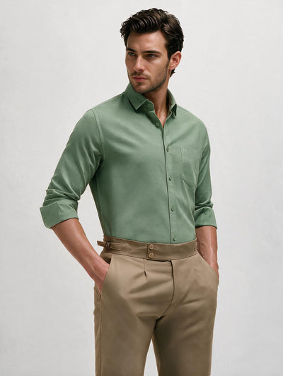 Sage Green Plain Casual Shirt