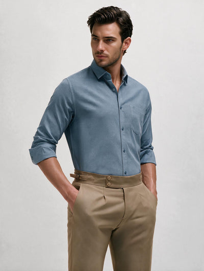 Steel Blue Plain Casual Shirt