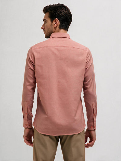 Coral Pink Plain Casual Shirt