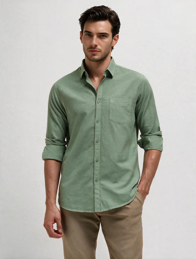 Sage Green Plain Casual Shirt