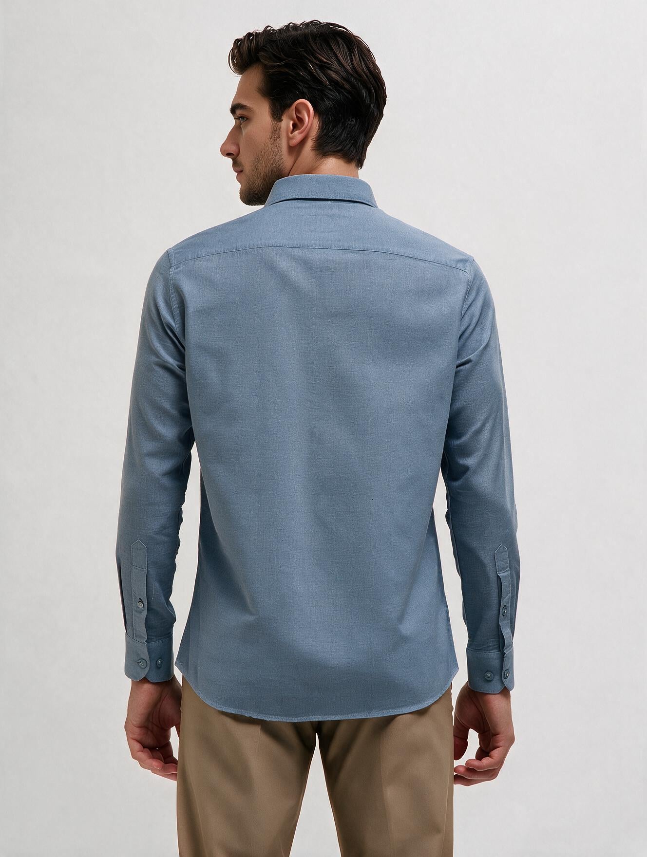 Steel Blue Plain Casual Shirt