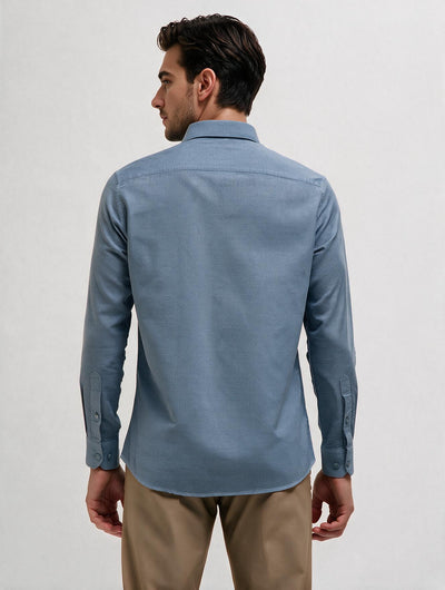 Steel Blue Plain Casual Shirt