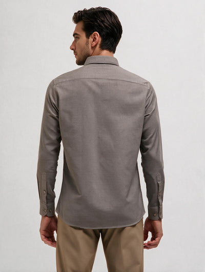 Stone Brown Plain Casual Shirt