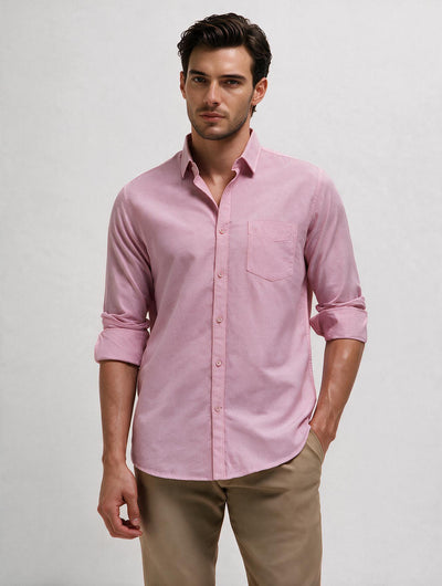 Light Pink Plain Casual Shirt