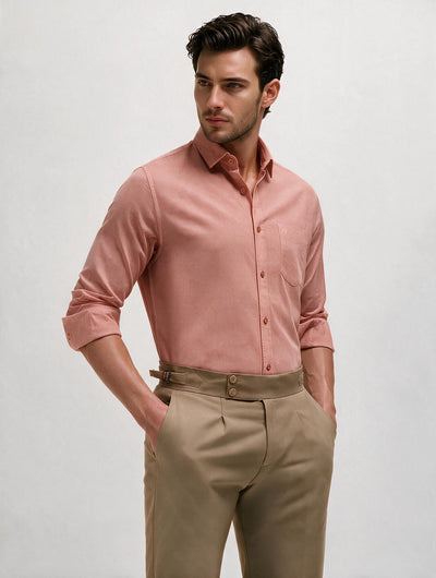 Coral Pink Plain Casual Shirt