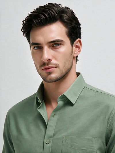 Sage Green Plain Casual Shirt
