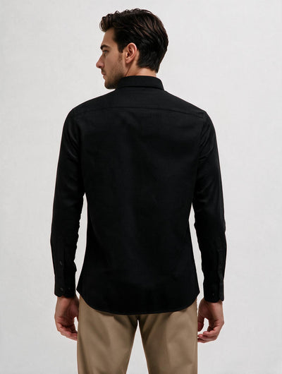 Jet Black Plain Casual Shirt
