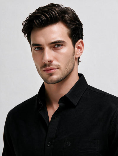 Jet Black Plain Casual Shirt