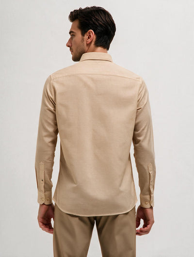 Light Beige Plain Casual Shirt