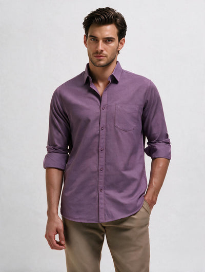 Deep Mauve Plain Casual Shirt