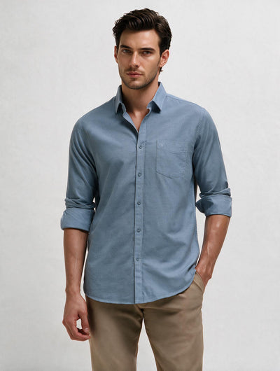 Steel Blue Plain Casual Shirt