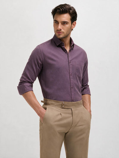 Deep Mauve Plain Casual Shirt