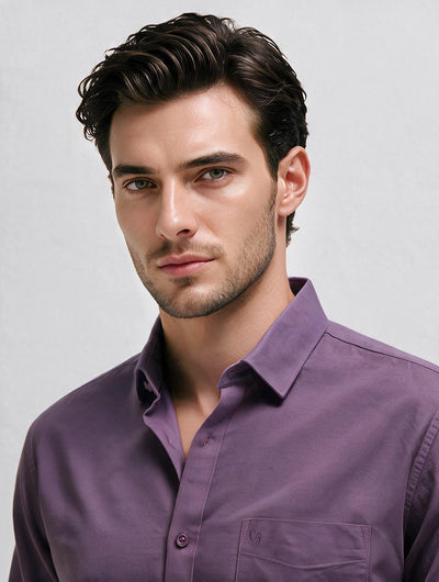 Deep Mauve Plain Casual Shirt