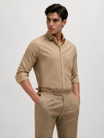 Linen Sand Plain Casual Shirt