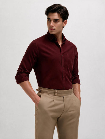 Crimson Oak Plain Casual Shirt