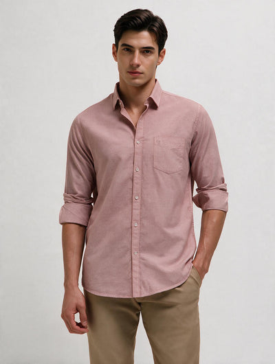 Vintage Blush Plain Casual Shirt