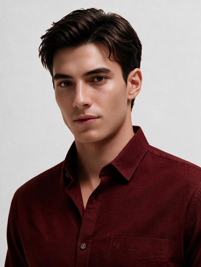 Crimson Oak Plain Casual Shirt