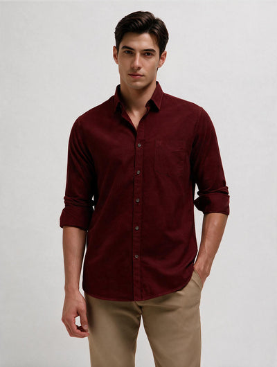Crimson Oak Plain Casual Shirt