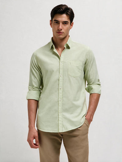 Willow Green Plain Casual Shirt