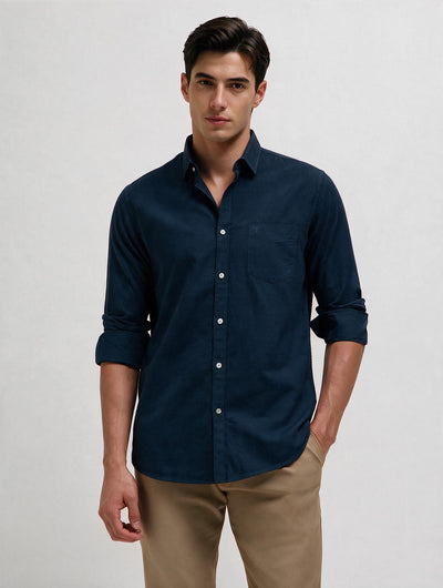 Royal Indigo Plain Casual Shirt