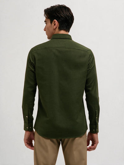 Dark Green Plain Casual Shirt