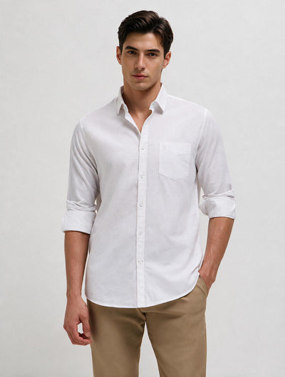 Classic Ivory Plain Casual Shirt
