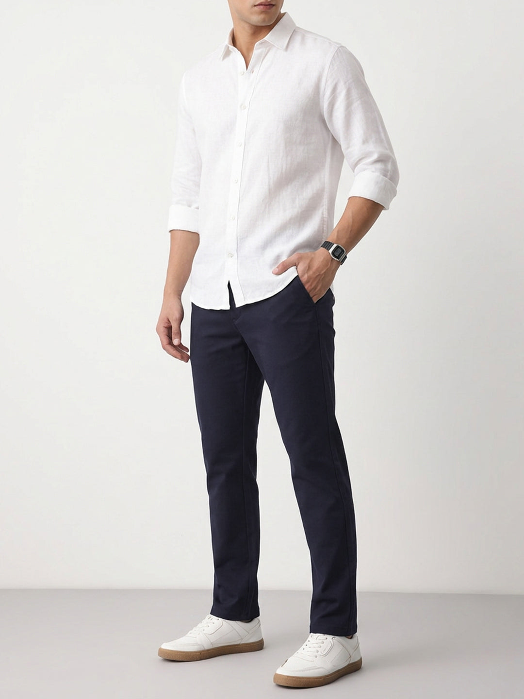 Ink Navy Solid Casual Trousers