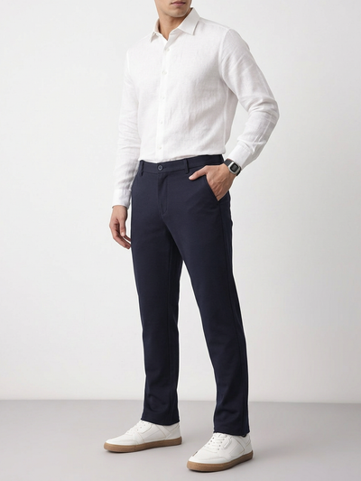 Ink Navy Solid Casual Trousers
