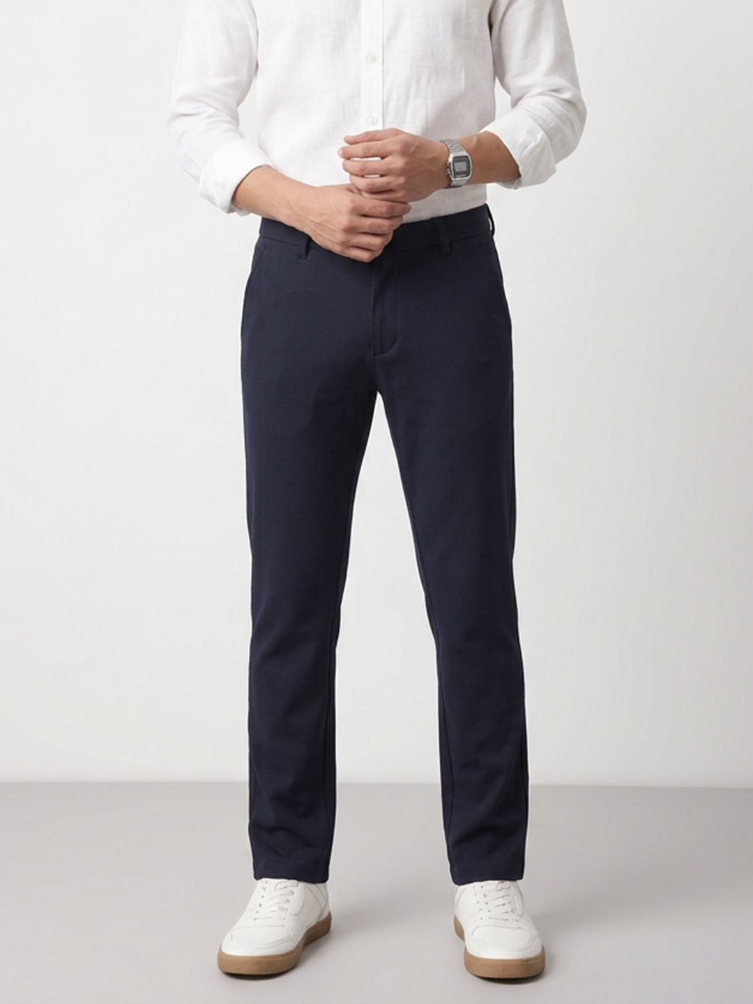 Ink Navy Solid Casual Trousers