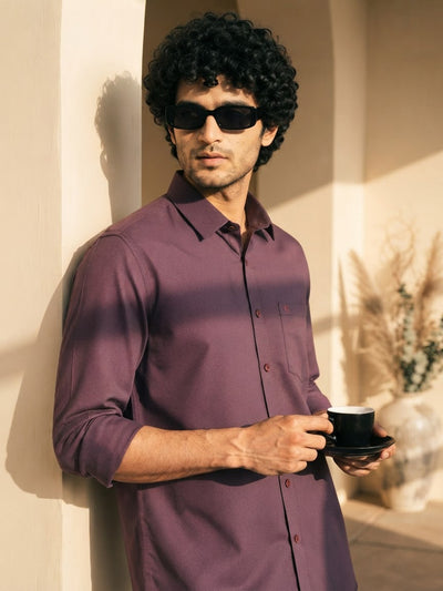 Burnt Mocha Cube Checked Casual Shirt