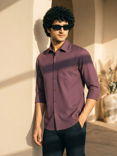 Burnt Mocha Cube Checked Casual Shirt