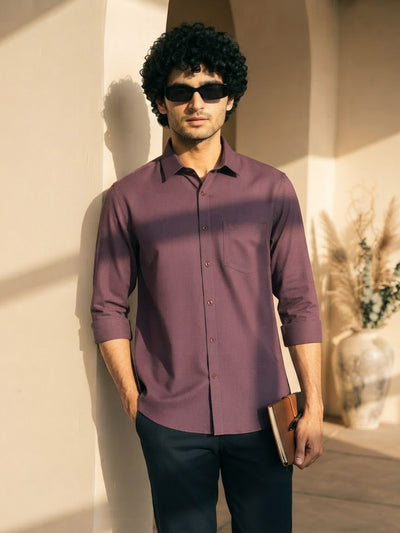 Burnt Mocha Cube Checked Casual Shirt