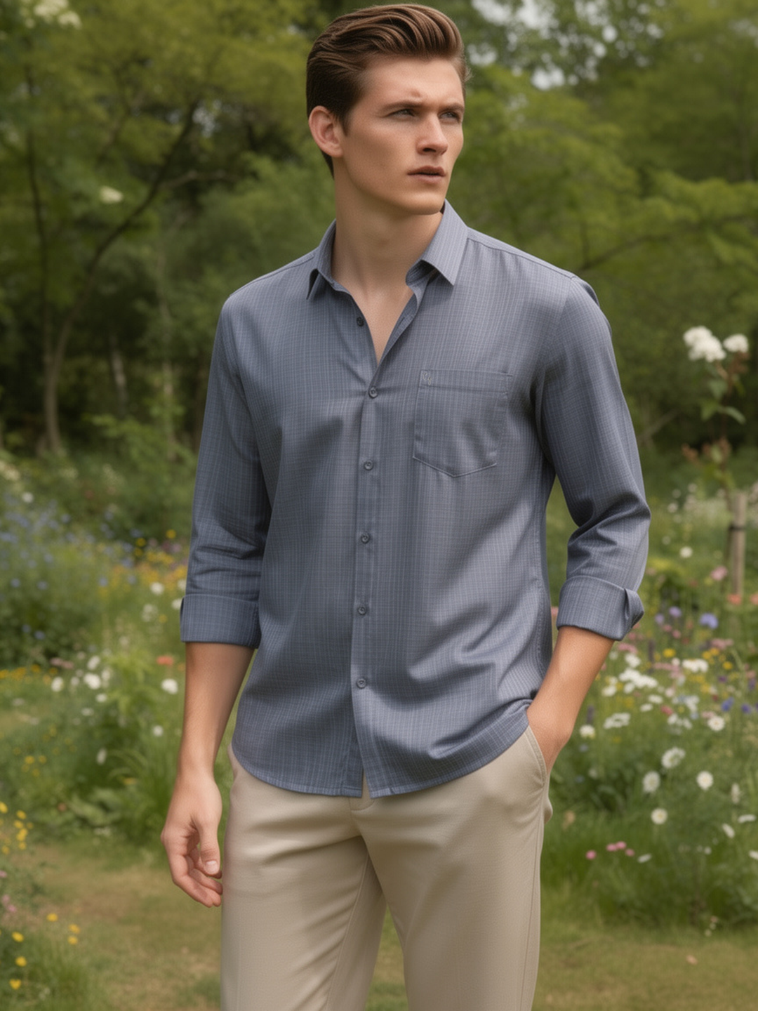 Graphite Grey Checked Casual Shirt