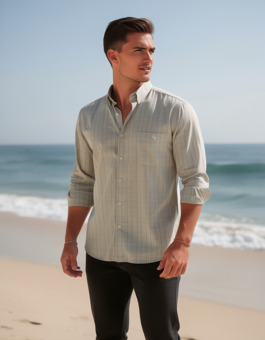 Desert Beige Checked Casual Shirt