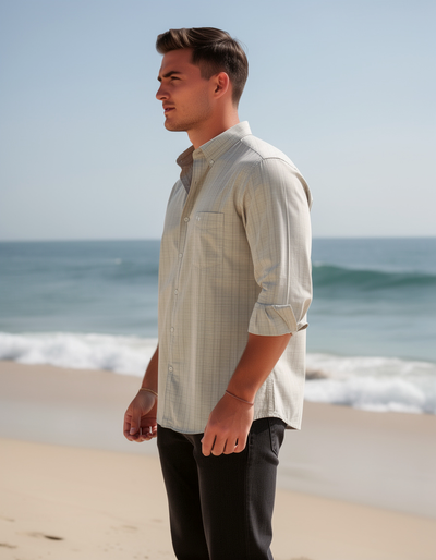 Desert Beige Checked Casual Shirt