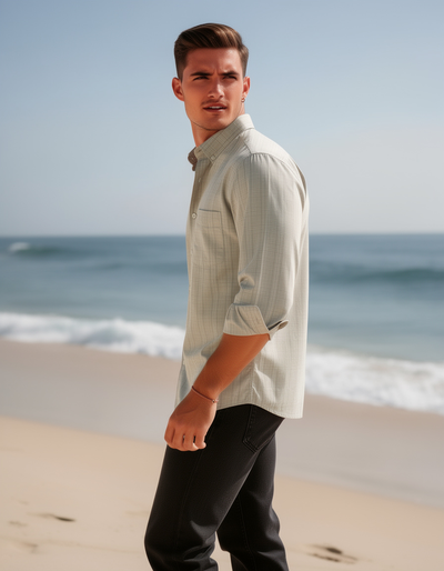 Desert Beige Checked Casual Shirt