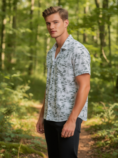 Tea Olive and White Textured Abstract Printed Casual Shirt