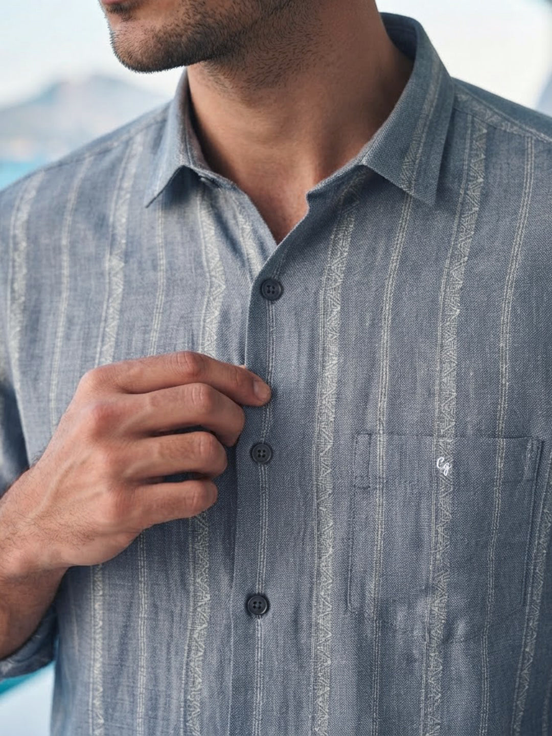 Storm Blue Vertical Stripes Casual Shirt