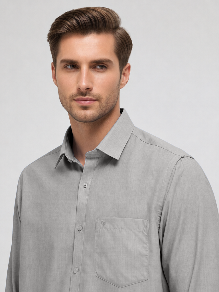 Moon Grey Plain Formal Shirt