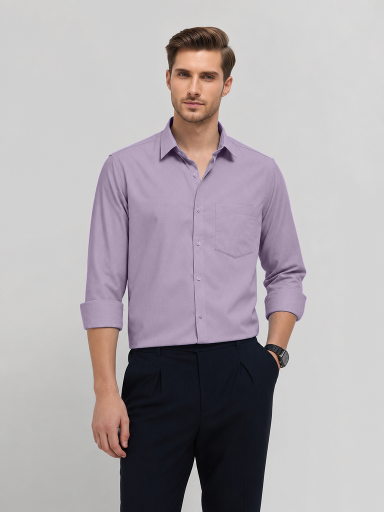 Pastel Lavender Plain Formal Shirt