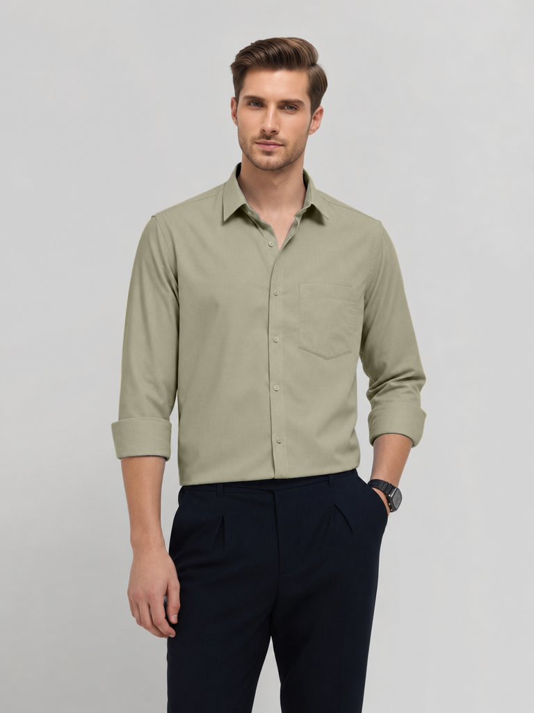 Light Sage Plain Formal Shirt